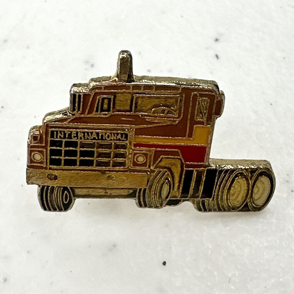 Semi trucker hat pin, jacket pin, lapel pin, lit pin, backpack pin 80's mechanic